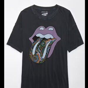 American Eagle Rolling Stones Graphic Tee (Black, XS/S) 🎸